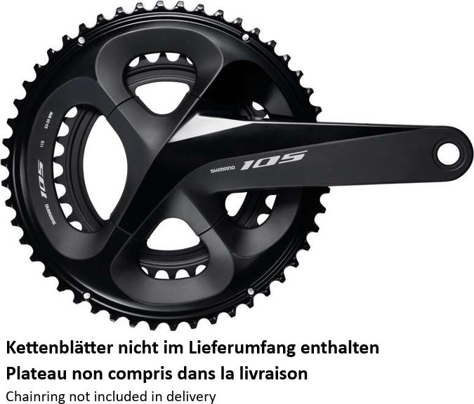 Shimano Kettenradgarnitur 105 FC-R7000 165 mm ohne Kettenblatt schwarz (165 mm)