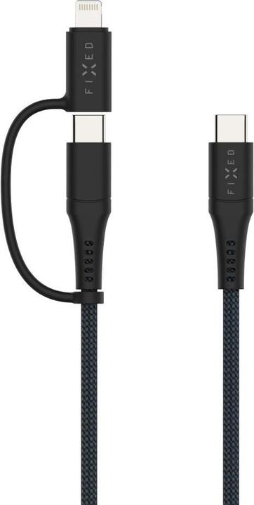 Actual product image Fixed Braided Cable USB-C/USB-C, Lightning Adapter, 1.2m, MFi, PD 60W, gray (1.20 m, USB 3.2 Gen 1, 60 W)