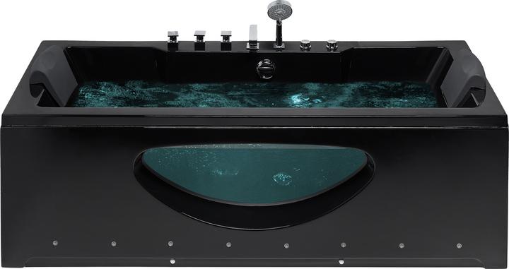 Produktbild Beliani Whirlpool Badewanne schwarz rechteckig mit LED 180 x 80 cm HAWES (235 l, 80 cm)