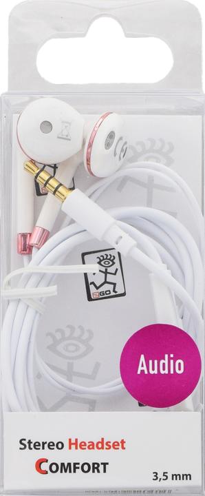 Actual product image 2GO Comfort" in-ear stereo headset - white/pink (Cable)