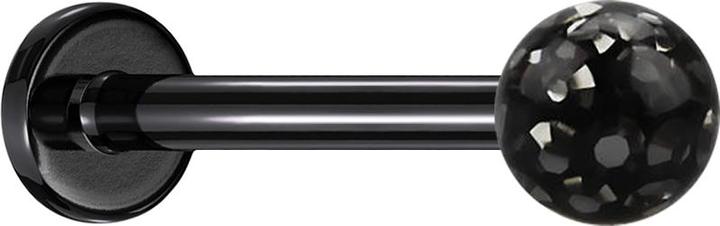 Immagine prodotto Star Piercing Micro labret nero con strato protettivo epossidico nero a forma di sfera di cristallo (senza ottone, Titanio G23)