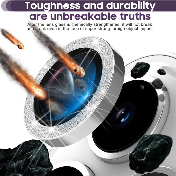 Immagine prodotto Ueli Express Lente protettiva in vetro blindato della fotocamera con brillantini (1 Pezzo/i, Apple iPhone 16 Pro Max, Apple iPhone 16 Pro)