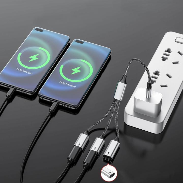 Immagine prodotto Apfelkiste USB C auf 3x USB C Adapter Ladekabel OTG Nylon Datenkabel 60W (USB-C, 4 Porti)