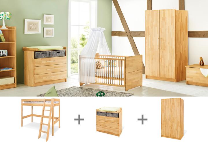 Produktbild Pinolino Jugendzimmer „Natura” breit mit Hochbett, 3-tlg. (Kinderkleiderschrank, Wickelkommode)