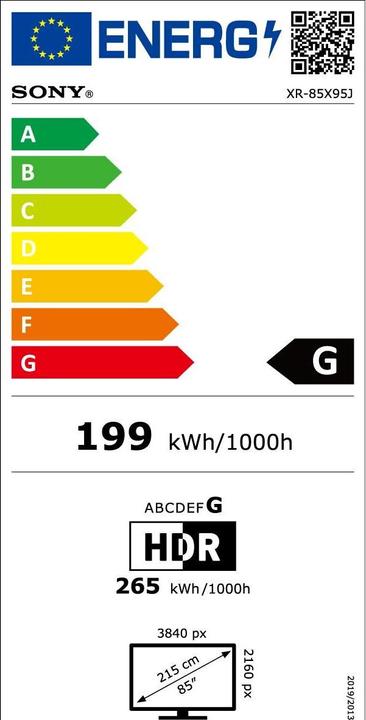 Energie-Label Sony XR85X95J (85", X95J, LCD, 4K, 2021)