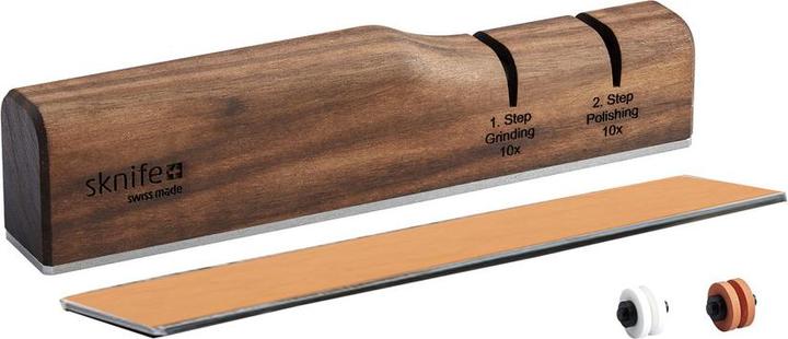 Sknife Schleifgerät Walnussholz mit Lederriemen
