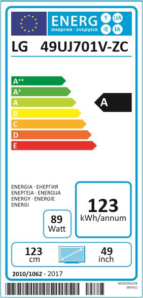 Energy Label LG 49uj701 (49", LCD, 4K, 2017)