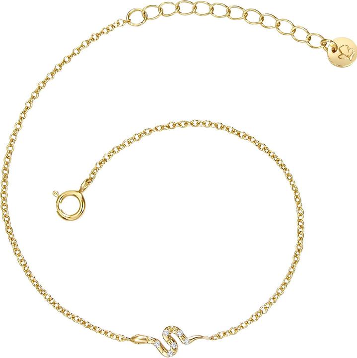 Actual product image Glanzstücke München Ladies snake sterling silver cubic zirconia yellow gold 17.0 cm basic length + 3.0 cm extension - (17 cm, Sterling Silver)