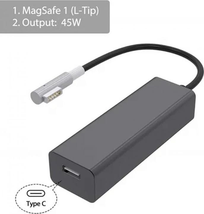 Actual product image PowerGuard USB-C MagSafe Adapter Converter L-Style (45W)