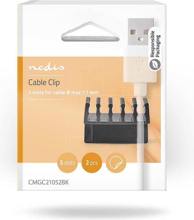 Image du produit Nedis Crochets et boucles de gestion de câbles Click and Go 2 pièces épaisseur max. du câble : 5 mm (0.06 m)