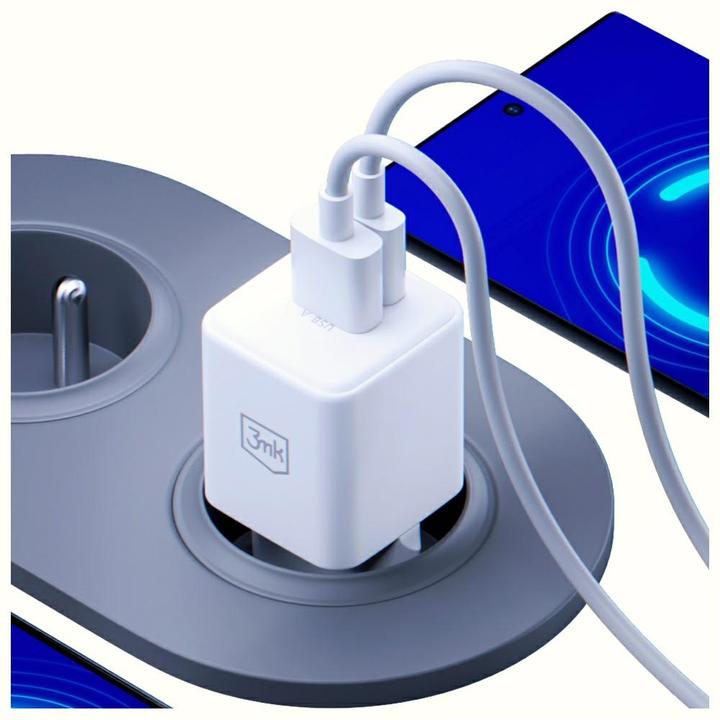 Produktbild 3MK Ładowarka sieciowa Hyper GaN Charger 20W 1xUSB-A 1XUSB-C PD QC4+ biały (20 W)