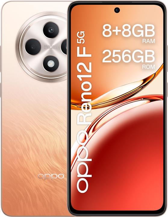 Actual product image OPPO Reno12 F 5G (256 GB, Amber Orange, 6.67", Dual SIM, 50 Mpx, 5G)