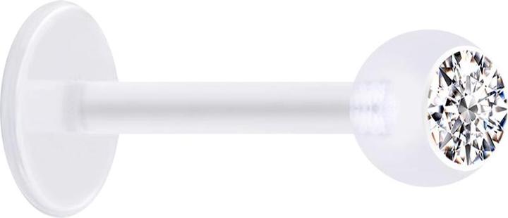 Star Piercing Micro Labret transparent mit Kugel und Kristall silber (ohne Messing, Bioflex)