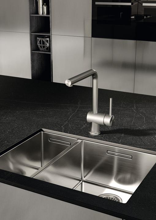 Actual product image Kludi L-STEEL single-lever kitchen tap with swivelling spout