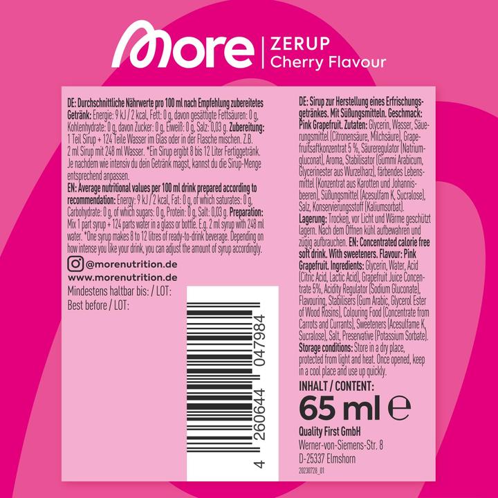 Valori nutrizionali e ingredienti More Nutrition Zerup (1 x 6 cl)