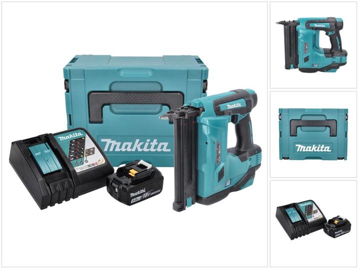 Immagine prodotto Makita DBN 500 RT1J Chiodatrice a batteria 15-50 mm 90° 18 V con 1 batteria da 5,0 Ah e caricatore in MakP