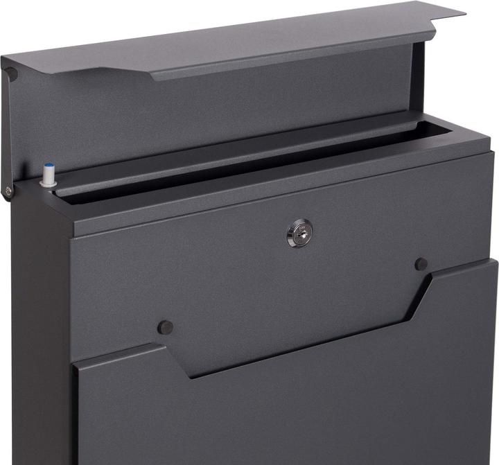 Actual product image XPOtool Letterbox Anthracite V61 with Newspaper Compartment and Soft Close Lockable Wall Postbox Mail Box
