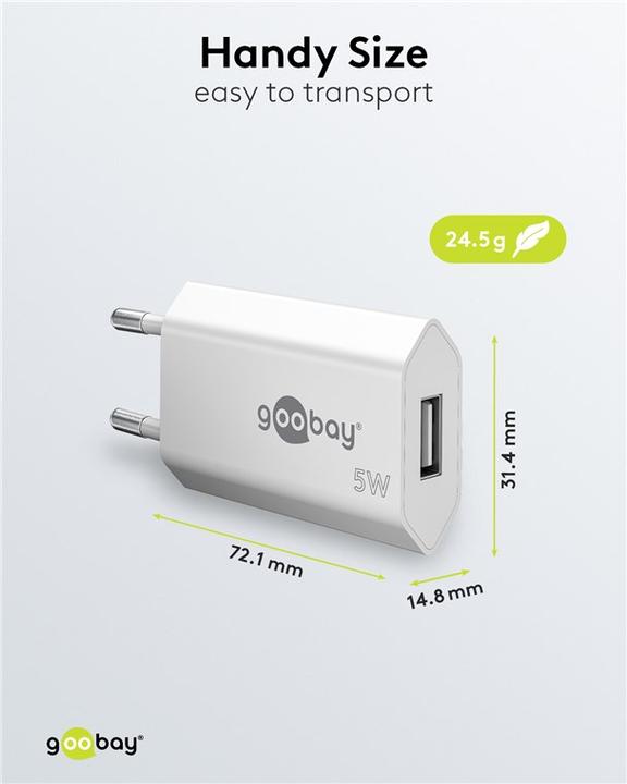 Produktbild Goobay USB-A Ladegerät Slim (5 W)