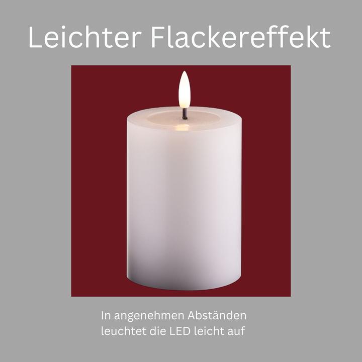 Actual product image Novaliv 8 Pack kleine LED Stumpenkerze mit Timer weiss - 7,5cm ø 10cm Höhe - 2 AA Batterien nötig LED (8 x)