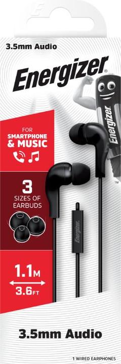 Actual product image Energizer Wired headphones - CIA5 - jack / aux 3.5 mm, black (Cable)
