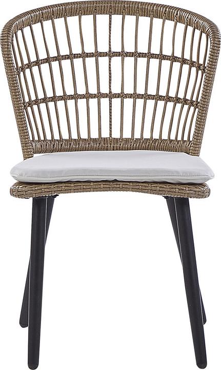 Actual product image Beliani Garden Furniture Set Rattan Natural 6-Seater Cushions Beige ALIANO II (159 cm)
