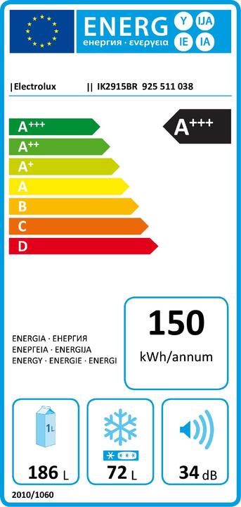 Label énergétique Electrolux IK2915BR (259 l)