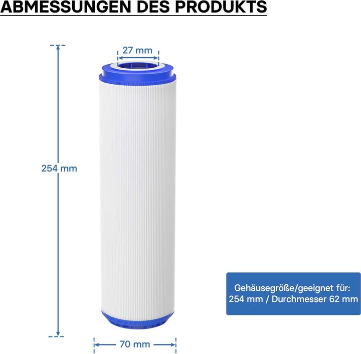 Actual product image Naturewater 10Inch – 254mm 5µ Activated Carbon Granular Filter Insert UDF-10A