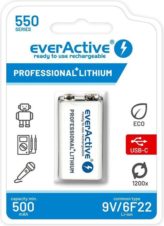 Everactive EVHR22-550C (1 Stk., 9V Block, 500 mAh)