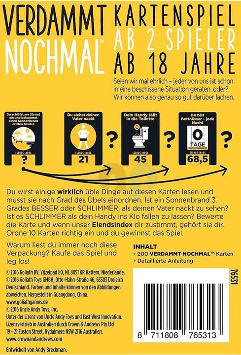 Nährwerte und Zutaten Goliath Toys Verdammt Nochmal (Deutsch)
