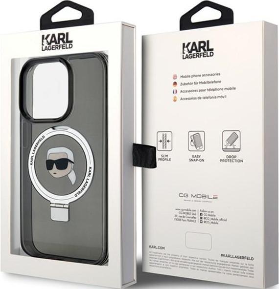 Image du produit Karl Lagerfeld KLHMP15XHMRSKHK iPhone 15 Pro Max 6.7" czarny/black hardcase Ring Stand Karl Head Mag (Apple iPhone 15 Pro Max)