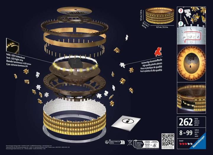 Productafbeelding Ravensburger 3D puzzel Colosseum in Rome bij nacht (216 onderdelen)