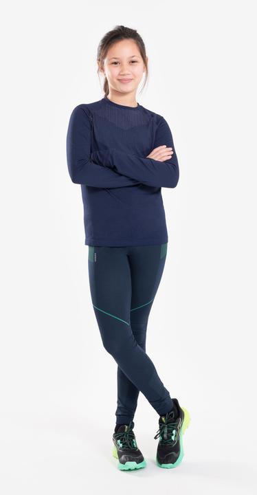 Image du produit Kiprun Maillot de course manches longues enfants respirant - Skincare bleu foncé/gris (152)