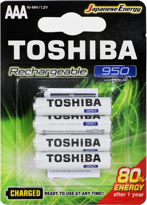 Image du produit Toshiba Le TNH-03GAE BP-4C est une pile rechargeable AAA domestique (4 pcs, AAA, 950 mAh)
