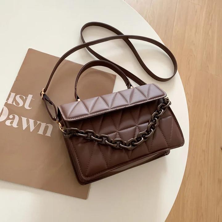 Only-Bags.Store Solid Plaid Crossbody Bags, Kette Dekor Mode Umhängetasche Handtasche für den täglichen Gebrauch