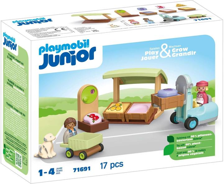 Immagine prodotto Playmobil 71691 Playm. 1.2.3: Bancarella e carrello elevatore per mercato biologico (71691)