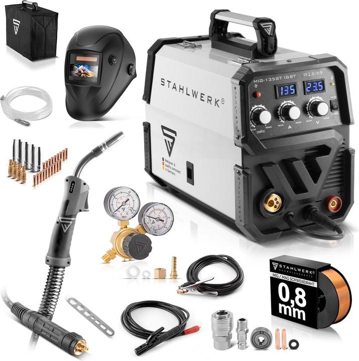 Image du produit Stahlwerk Poste à souder sous protection gazeuse MIG MAG 135 ST IGBT équipement complet 135 Ampères