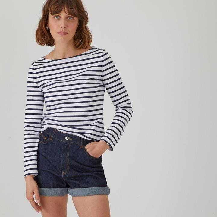 Produktbild La Redoute Collections Langarmshirt mit U-Boot-Ausschnitt und Streifenmuster (XS)