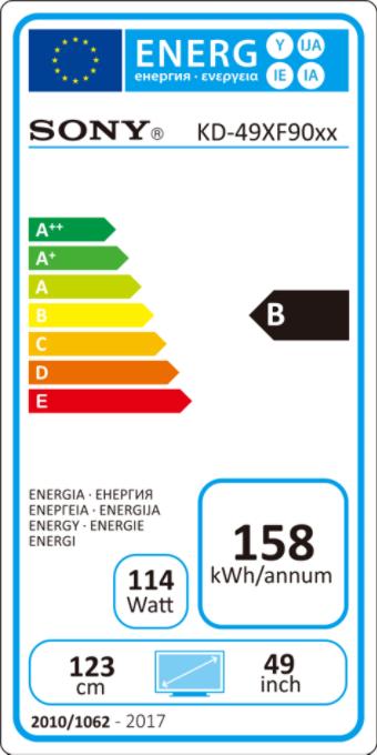 Etichetta energetica Sony Kd-49xf9005 (49", LCD, 4K, 2018)