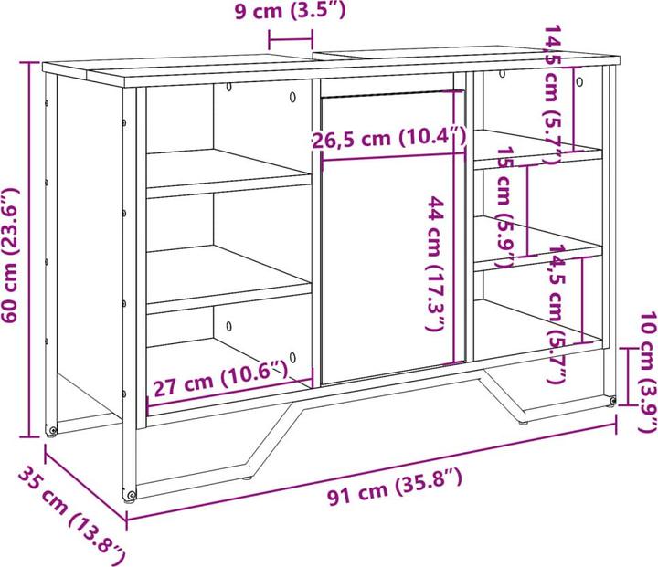 Nährwerte und Zutaten VidaXL Waschbeckenunterschrank (91 x 35 x 60 cm)