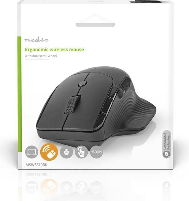 Actual product image Nedis Mouse | Wireless | 800 / 1200 / 1600 dpi | Adjustable DPI | Number of buttons: 6 | Right-handed (Wireless)