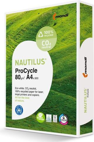 Actual product image Nautilus Recycled paper ProCycle CO2 neutral DIN A4 80 gsm 500 sheets (80 g/m², 500 x, A4)
