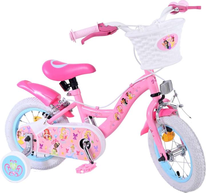 Produktbild Disney Princess 12 Zoll Kinderfahrrad Pink - Prinzessinnenfahrrad mit abnehmbaren Seitenrädern und 2 (12")