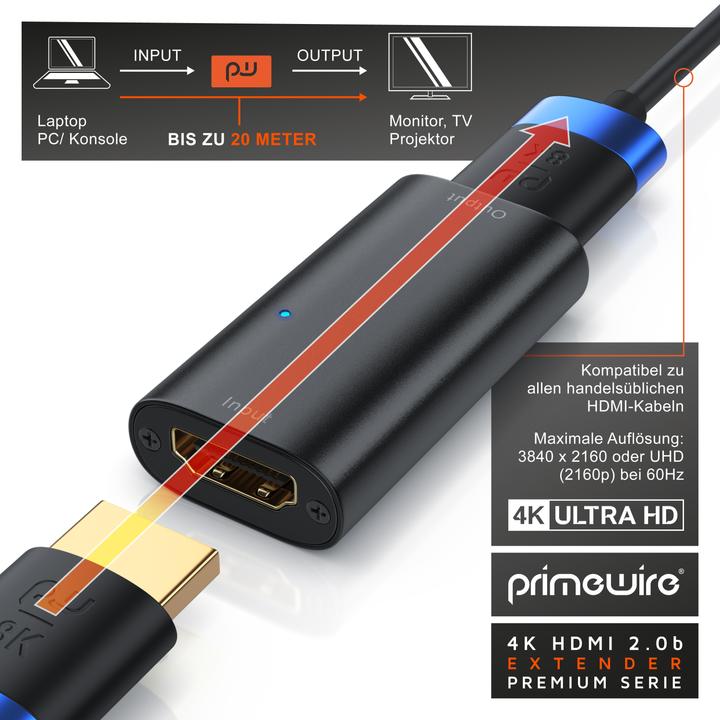 Immagine prodotto Primewire Amplificatore attivo 4K HDMI 2.0b, ripetitore di segnale HDMI 2.0, fino a 20 metri di distanza