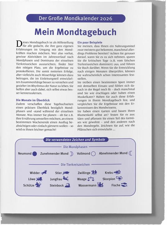 Produktbild Heyne Ludwig Der grosse Mondkalender 2026 (17 x 24 cm, Harter Einband, Deutsch)