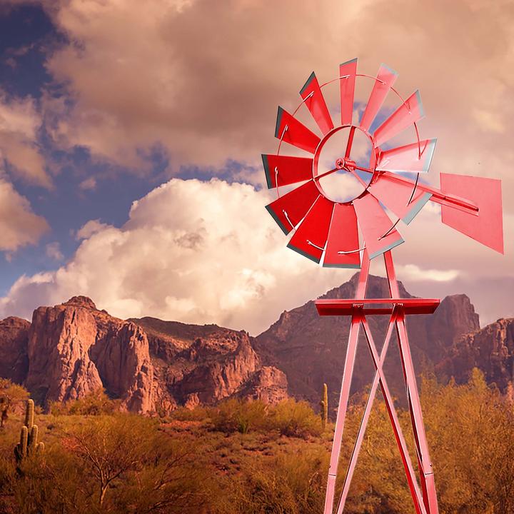 Image du produit Wiltec Moulin à vent rouge de 245 cm de haut Carillon de jardin