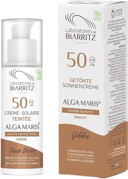 Laboratoires de Biarritz Getönte GESICHTSCREME SPF 50 GOLD - Crème Solaire Visage Teintée (Sonnencreme Gesicht, SPF 50, 50 ml)