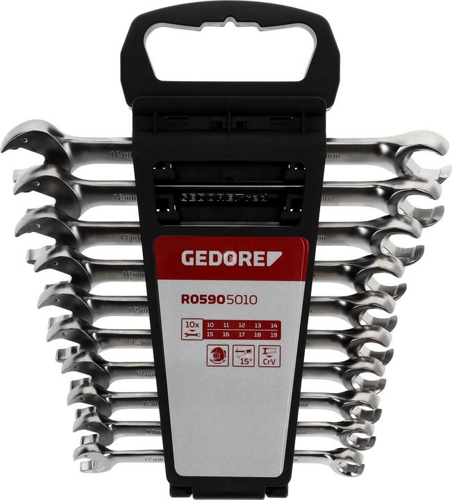Actual product image Gedore Red red R05905010 Combination ratchet open-end spanner 10-19 mm 10 pieces (19 mm, 10 mm, 7 mm, 29 mm, 8 mm)