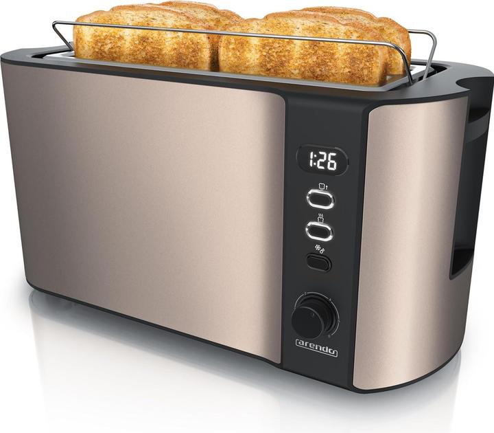 Arendo Frukost Langschlitztoaster mit Brötchenaufsatz