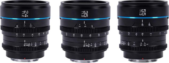 Productafbeelding Sirui MS-3SMB Night Walker 24+35+55mm T1.2 S35 Cine Lensset met transportkoffer (MFT-vatting, zwart) (Micro Vier Derde, APS-C / DX)