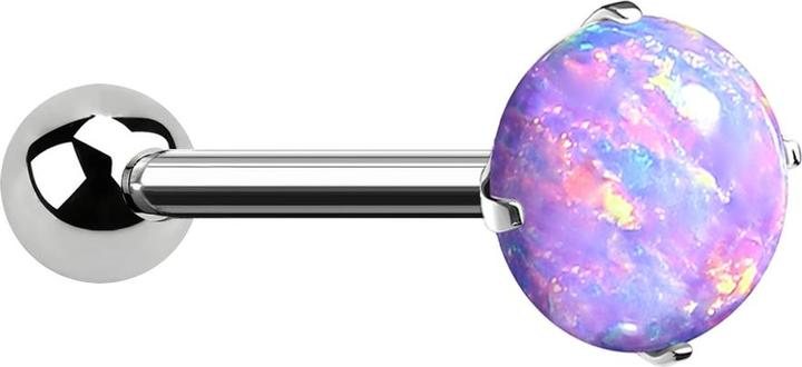 Immagine prodotto Star Piercing Micro Threadless Barbell in argento con pallina e opale incastonato in viola (senza ottone, Titanio G23)